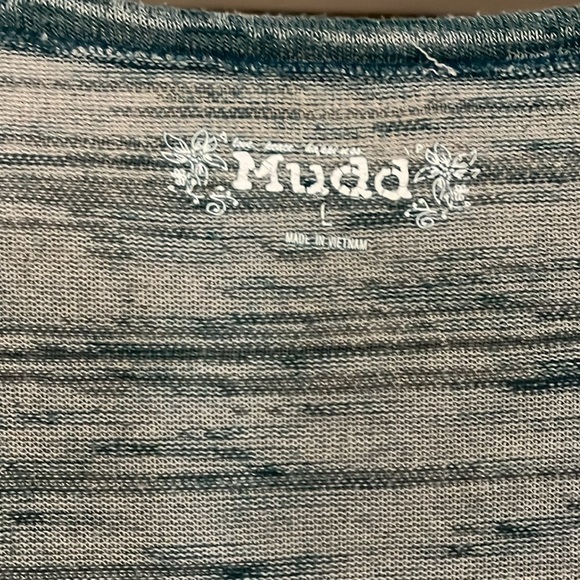 mudd long sleeve teal striped scoop neck tee shirt - Picture 2 of 5